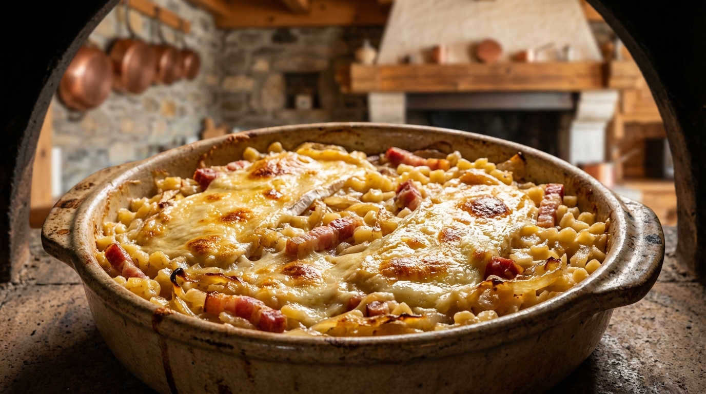 découvrez notre recette facile et rapide de croziflette savoureuse, un plat délicieux et réconfortant à base de crozets, fromage fondant et lardons.