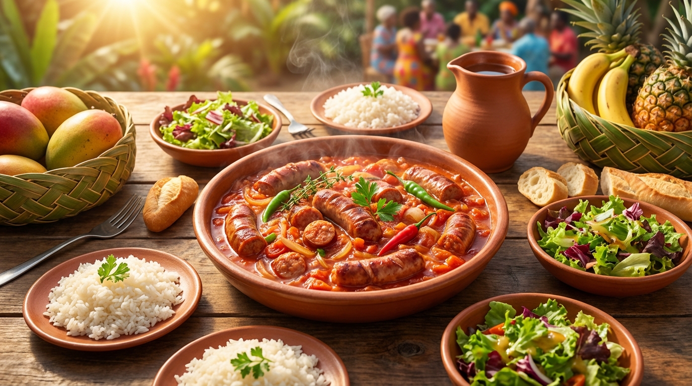 découvrez notre recette traditionnelle du rougail saucisse, un plat réunionnais convivial et savoureux parfait pour partager un repas chaleureux en famille ou entre amis.