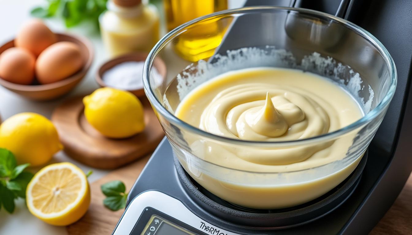 apprenez à préparer une mayonnaise onctueuse et maison facilement grâce à votre thermomix avec notre guide étape par étape.