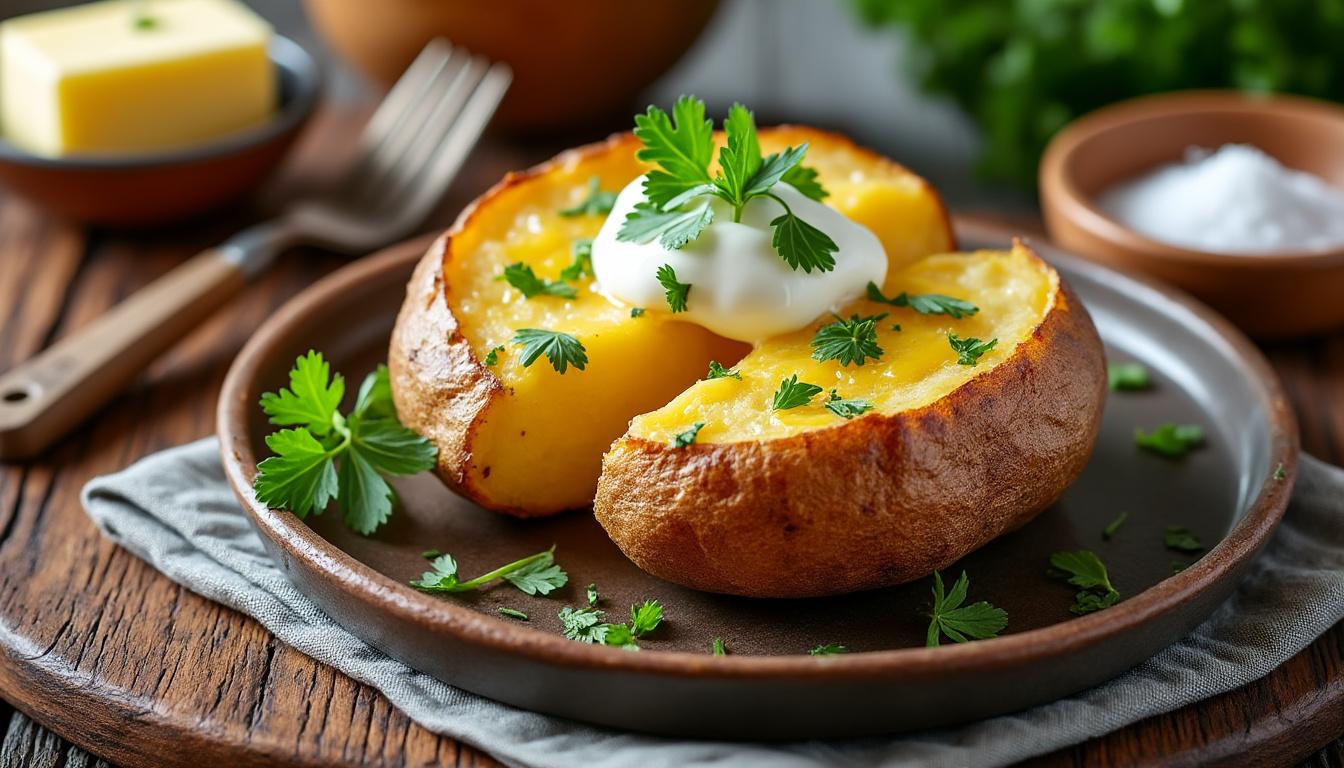 découvrez une recette simple et savoureuse de pomme de terre au four, parfaite pour un repas délicieux et facile à préparer.