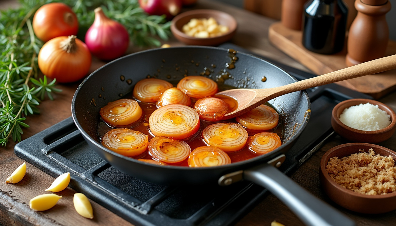 apprenez à préparer un confit d'oignons maison simple et savoureux avec notre recette facile à suivre. parfait pour accompagner vos plats et sublimer vos repas.