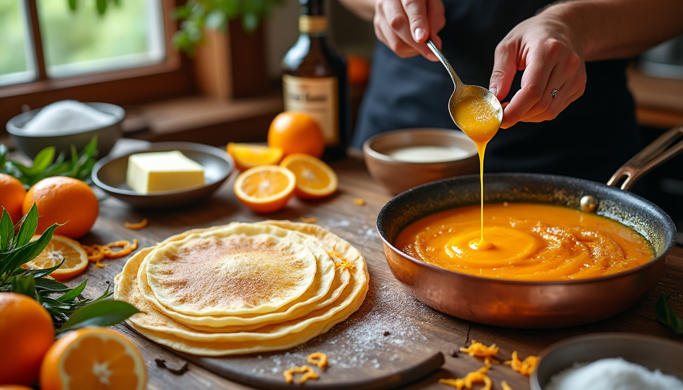 découvrez comment préparer des crêpes suzette délicieuses et traditionnelles grâce à notre recette facile et authentique. apprenez tous les secrets pour réussir ce dessert classique français.
