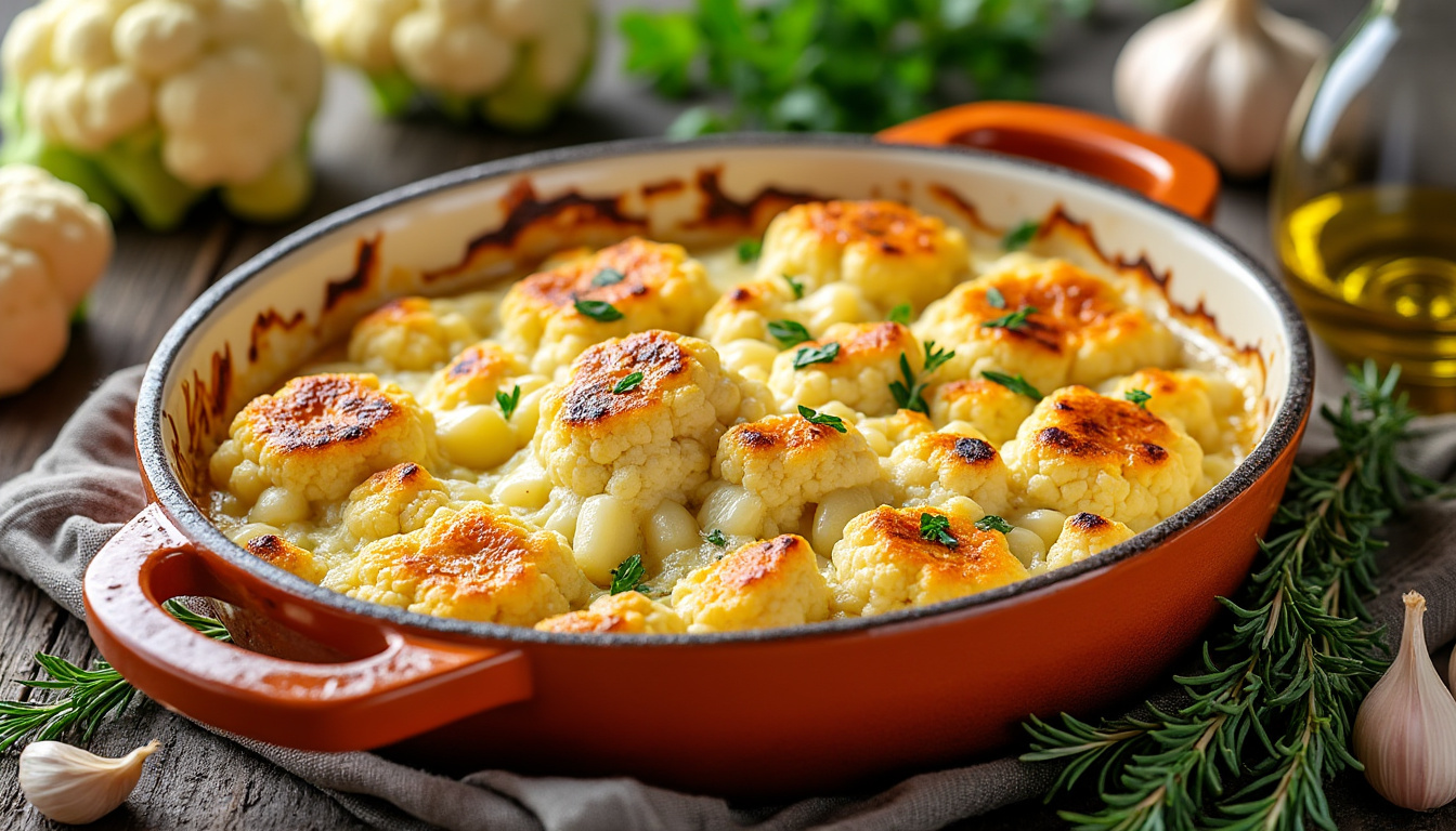 découvrez nos recettes simples et savoureuses de gratin de chou-fleur sans béchamel, idéales pour un plat léger et gourmand.