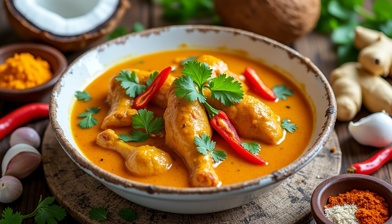 découvrez notre recette facile et rapide de poulet au curry et lait de coco, un plat savoureux qui émerveillera vos papilles.