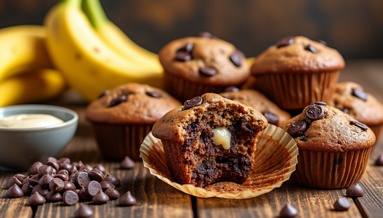 découvrez une recette facile et rapide pour préparer des muffins banane et chocolat moelleux, parfaits pour un goûter gourmand et savoureux.