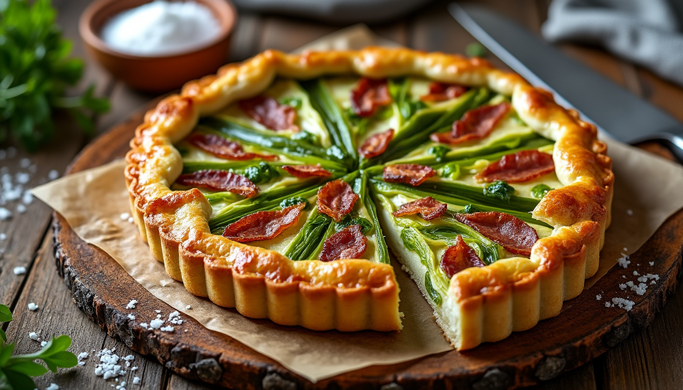 découvrez une recette facile de tarte aux poireaux et lardons, parfaite pour un repas savoureux et convivial en toute simplicité.